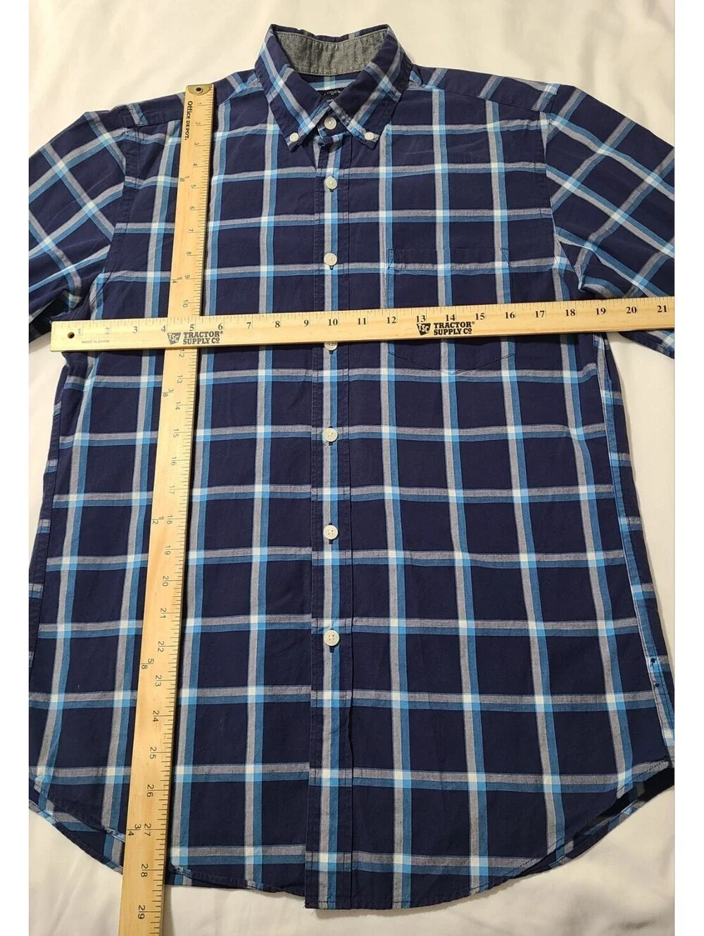 J Crew Plaid Shirt Mens Sz Small Blue Plaid Button Down 100% Cotton Coastal EUC